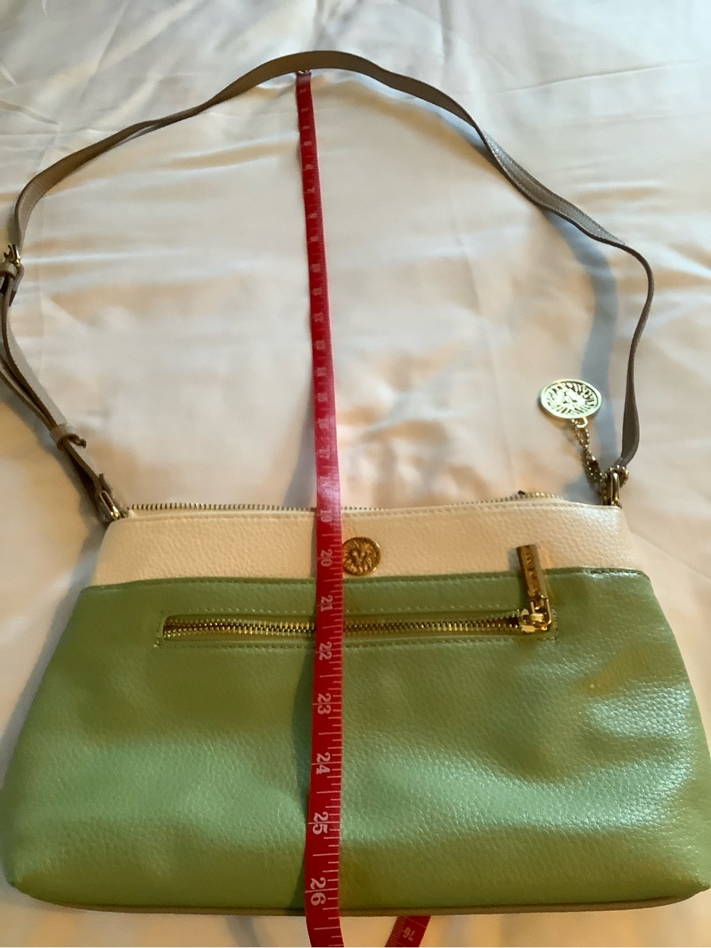 Anne Klein Green and Cream Two-Tone Crossbody with Gold Accents - Picture 7 of 9